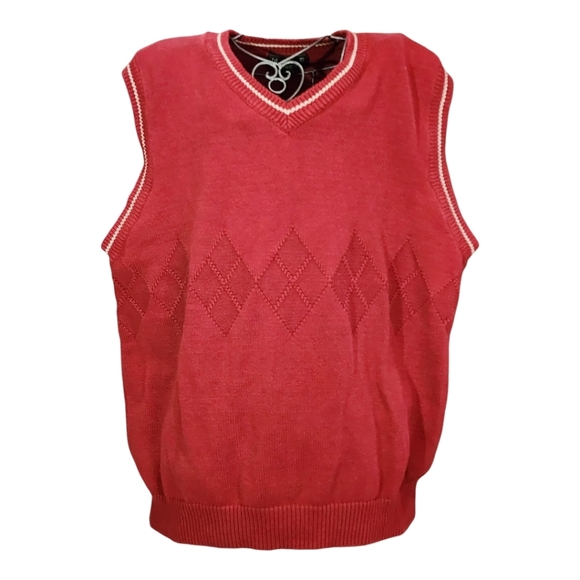 J. Riggins Vintage Sportwear Sweater Vest - Red Argyle Knit - Men’s Large - Picture 1 of 7